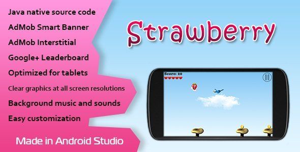 Strawberry Game with AdMob and Leaderboard Android Game Mobile App template