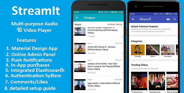 StreamIt - Multi-purpose Audio & Video Streaming app. Android Music &amp; Video streaming Mobile App template