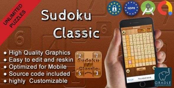 Sudoku Classic (Admob + GDPR + Android Studio) Android Game Mobile App template