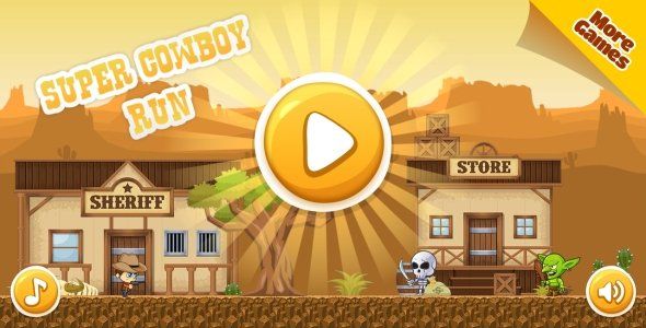 Super Cowboy Run - HTML5 Game, Mobile Version+AdMob!!! (Construct 3 | Construct 2 | Capx) Android Game Mobile App template