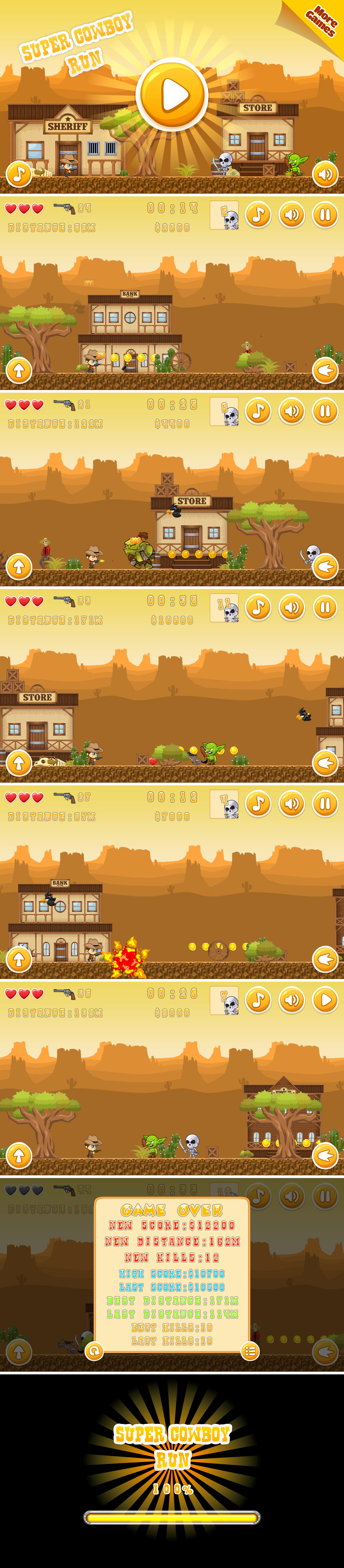 Super Cowboy Run - HTML5 Game, Mobile Version+AdMob!!! (Construct 3 | Construct 2 | Capx) - 1