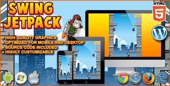 Swing Jetpack - HTML5 Game Android Game Mobile App template