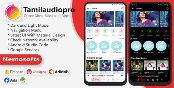 Tamilaudiopro - Online Music Streaming Apps Android Music &amp; Video streaming Mobile App template