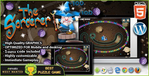 The Sorcerer - HTML5 Puzzle Game Android Game Mobile App template