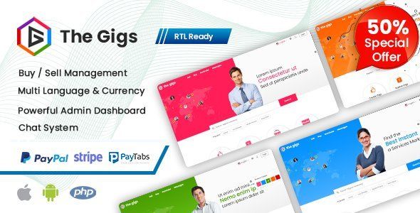 Thegigs - Freelance Marketplace Script with admin panel (Web + Android + IOS) Android  Mobile App template