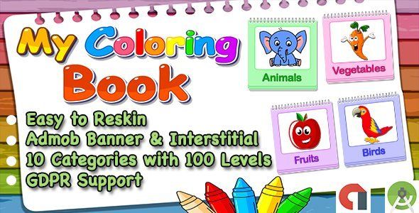 Top Kids Games My Coloring Book + Admob + Education + Ready For Publish Android Books, Courses &amp; Learning Mobile App template