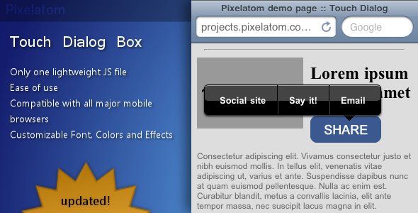 Touch Dialog Box Android  Mobile App template