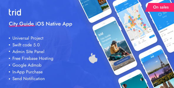 Trid - City Travel Guide iOS Native with Admin Panel, Firebase Android Travel Booking &amp; Rent Mobile App template