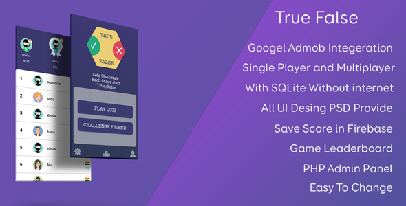 True or False Test Your GK Android Developer Tools Mobile App template