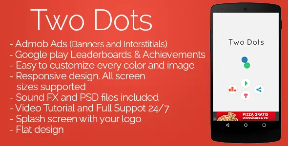 Two Dots - Admob + Leaderboards + Share Android Game Mobile App template