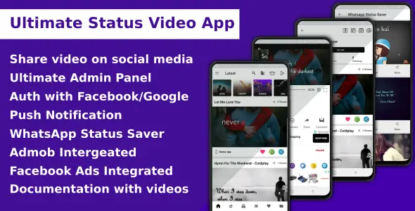 Ultimate Status Video App Android Chat &amp; Messaging Mobile App template