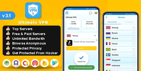 Ultimate VPN & Security unblock Proxy | Super Secure VPN Android Books, Courses &amp; Learning Mobile App template