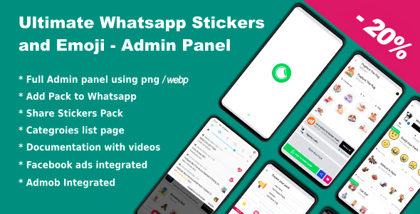 Ultimate Whatsapp Stickers and Emoji - Admin Panel Android Chat &amp; Messaging Mobile App template