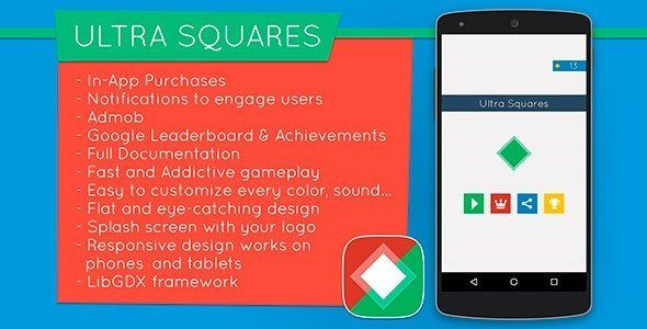 Ultra Squares - Highly Addictive Game Template Android Game Mobile App template