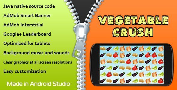 Vegetable Crush with AdMob and Leaderboard Android Game Mobile App template