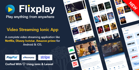 Video Streaming App Like Netflix Primevideo hotstar php adminpanel Ionic Music &amp; Video streaming Mobile App template