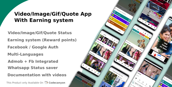 Video/Image/Gif/Quote App With Earning system (Reward points) Android Chat &amp; Messaging Mobile App template