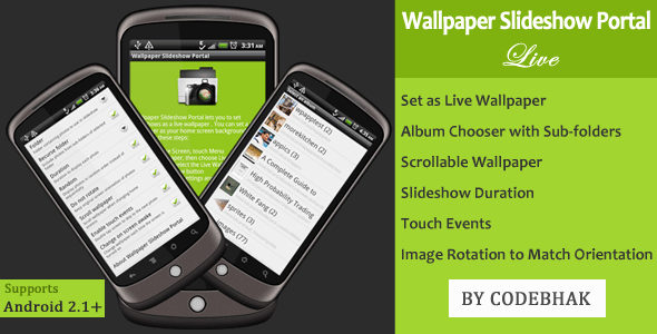 Wallpaper Slideshow Portal for Android Android  Mobile App template