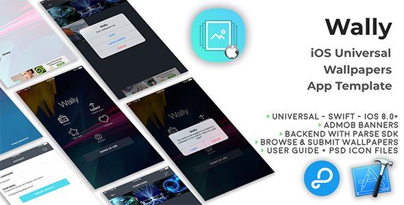 Wally | iOS Universal Wallpapers App Template (Swift) Android Ecommerce Mobile App template