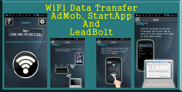 Wifi Data Transfer - AdMob, StartApp and LeadBolt Android  Mobile App template