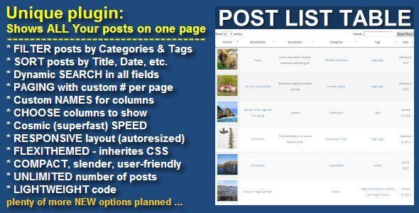 Wordpress Post List Table Android  Mobile App template