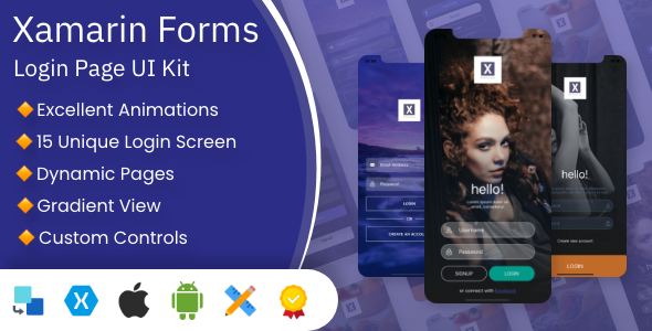 XamUI Login Pages UI Kit | Xamarin Forms Android Developer Tools Mobile App template