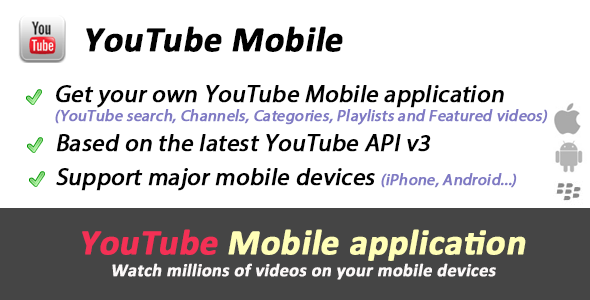 YouTube API Mobile - Videos site Android  Mobile App template
