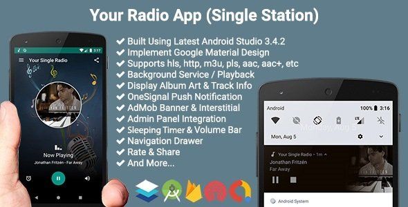 Your Radio App (Single Station) Android Music &amp; Video streaming Mobile App template