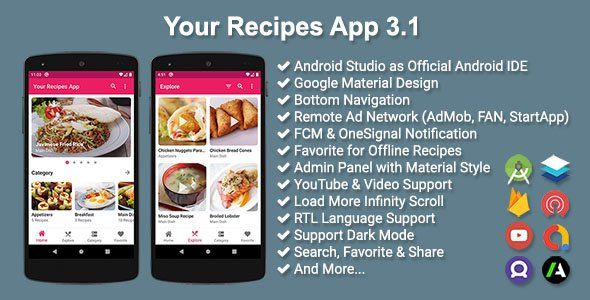 Your Recipes App Android Developer Tools Mobile App template