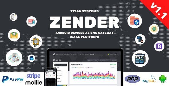 Zender - Android Mobile Devices as SMS Gateway (SaaS Platform) Android Developer Tools Mobile App template