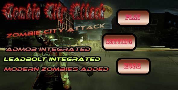 Zombie City Attack 3D Game Android Game Mobile App template