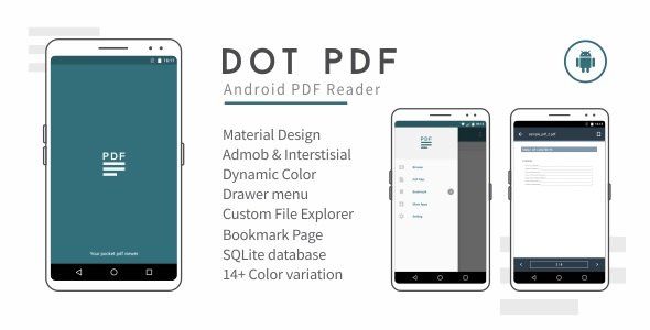 dot PDF - Android PDF Reader 2.3 Android Books, Courses &amp; Learning Mobile App template