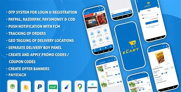 eCart - Grocery, Food Delivery, Fruits & Vegetable store, Full Android Ecommerce App Android Ecommerce Mobile App template