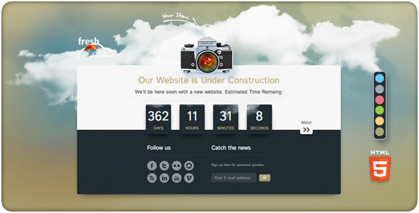 fresh Parallax Under Construction Countdown Android  Mobile App template