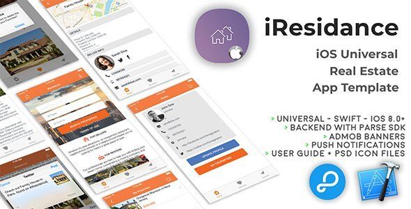 iResidence | iOS Universal Real Estate App Template (Swift) Android Social &amp; Dating Mobile App template