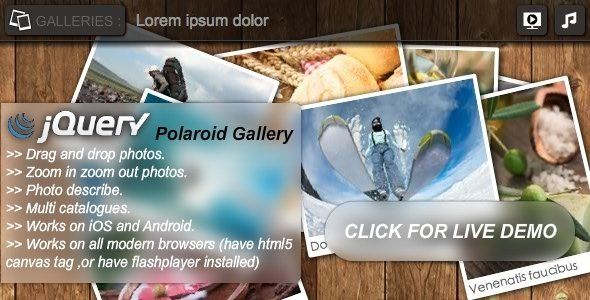 jQuery Polaroid Gallery Plugin Android  Mobile App template