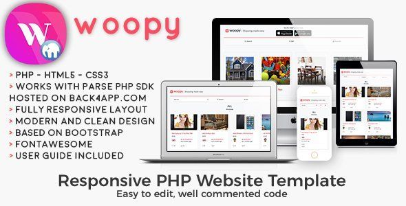 woopy | PHP Listings + Chat Web Template Android Ecommerce Mobile App template