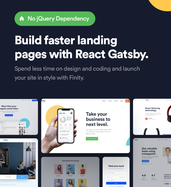 Finity - React Gatsby Landing Page Template for SaaS & Startup - 2