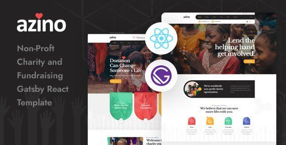Azino - Gatsby React Nonprofit Charity Template  Events &amp; Charity Mobile App template