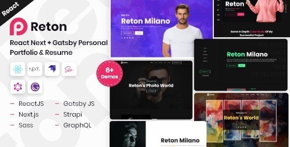 Reton - React Personal Portfolio & Resume  Travel Booking &amp; Rent Mobile App template