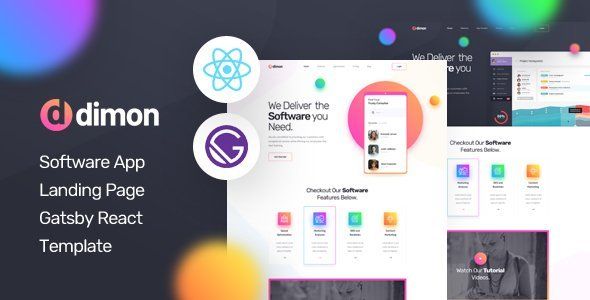 Dimon - Gatsby React App Landing Page Template   Mobile App template