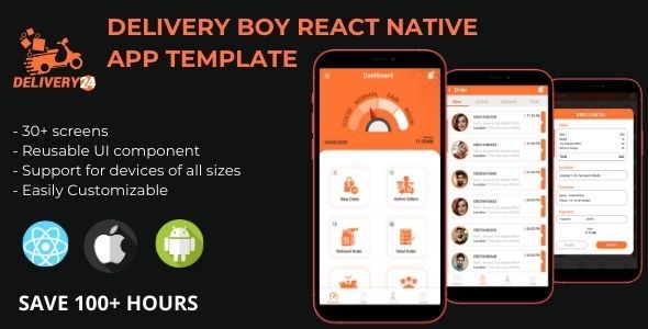 Delivery Boy - React Native App React native Food &amp; Goods Delivery Mobile App template