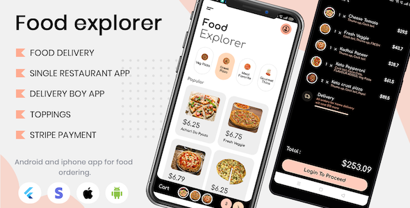 Food Explorer - Single restaurant Food delivery app with delivery boy in flutter Flutter Food &amp; Goods Delivery Mobile App template