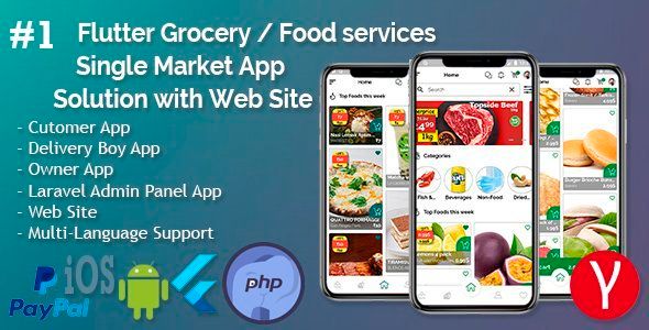 Single Market Grocery/Food/Pharmacy (Android+iOS+Admin Panel) Full App Solution with Web Site Flutter Ecommerce Mobile App template