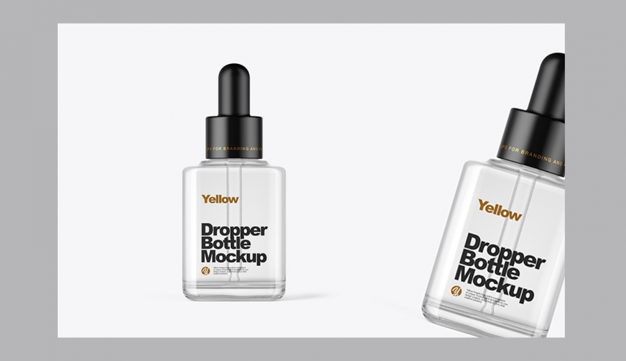 Clear Glass Dropper Bottle Mockup