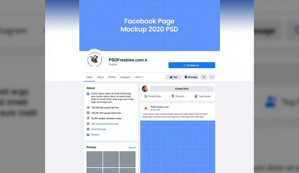 Facebook Page Mockup 2020 PSD