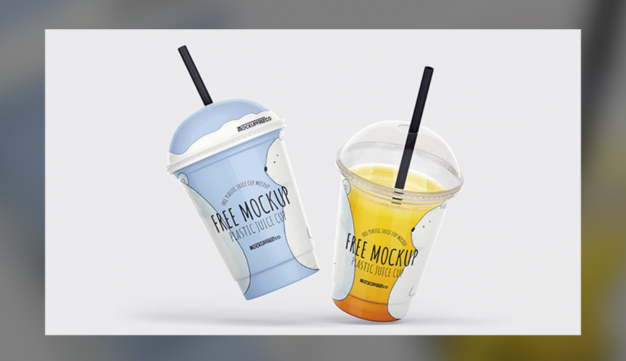 Free PSD Plastic Juice Cup Mockup Template