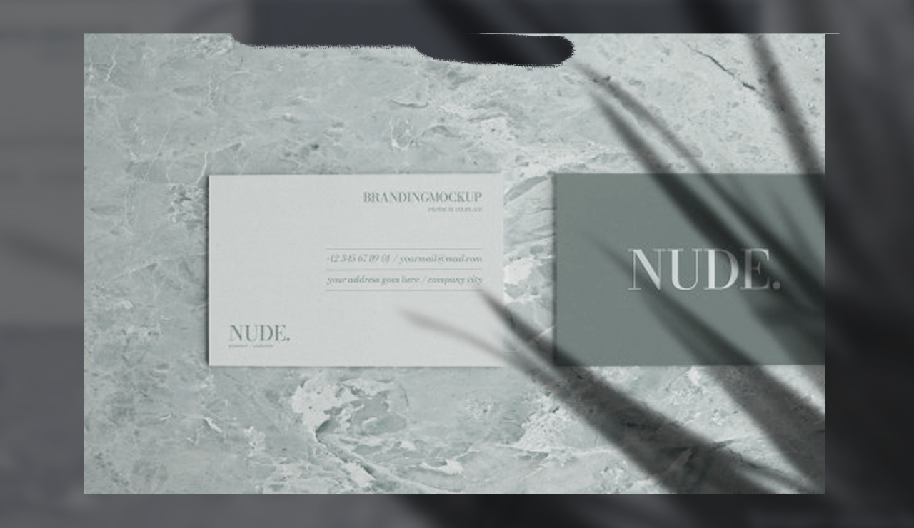Elegant business card mockup with marble background Free Psd    