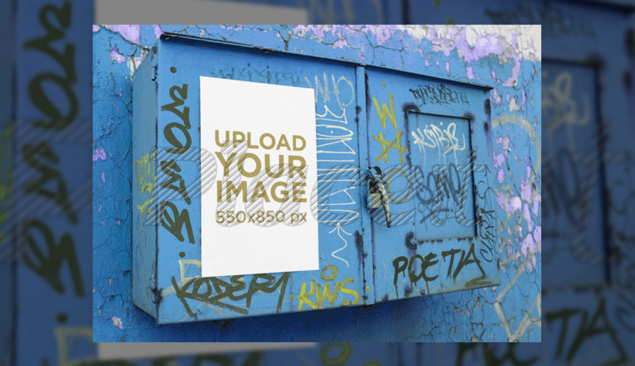 Poster mockup with graffiti