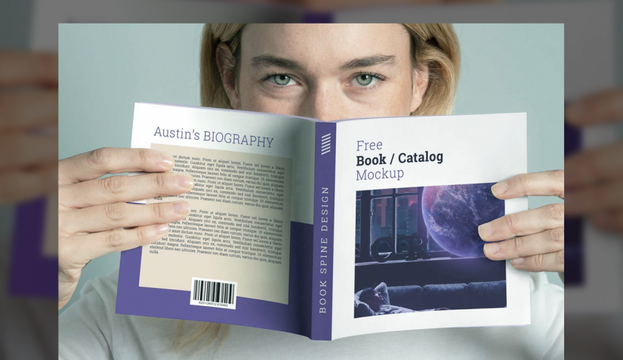 Free Hands Holding Square Book Mockup